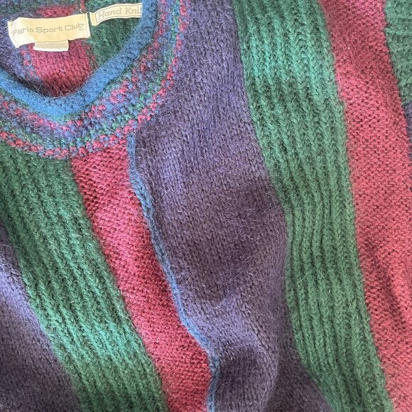 Vintage 1980s Mohair Blend Intarsia Hand-Knitted Oversized Sweater Size Small - Picture 5 of 9